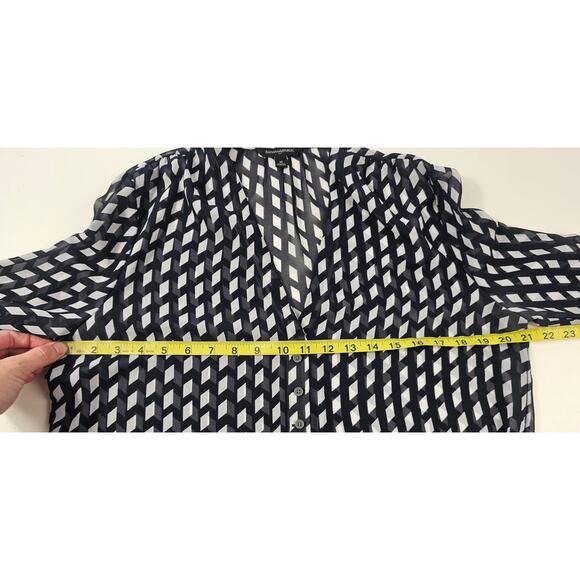 Banana republic sheer see through button up long sleeve chiffon black top EUC M - Picture 7 of 7